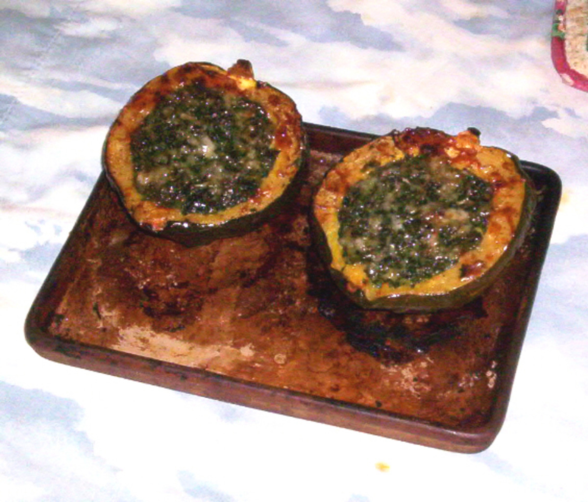 Roasted Acorn Squash With Spinach and Gruyere