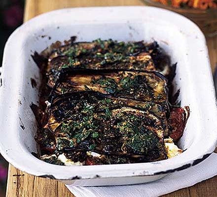Minty aubergine & goat's cheese