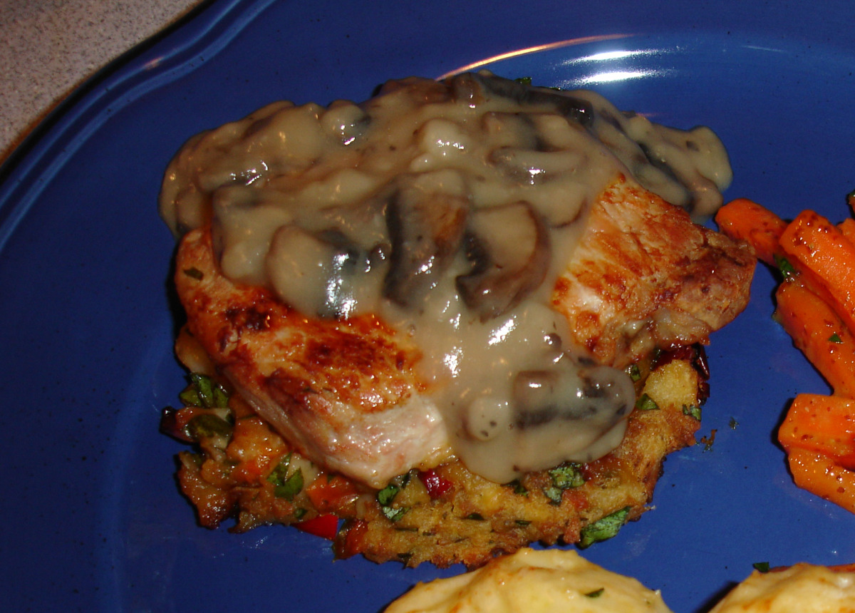 (Un)stuffed Pork Chops With Mushroom Sauce