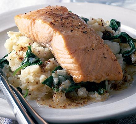 Salmon with celeriac mash