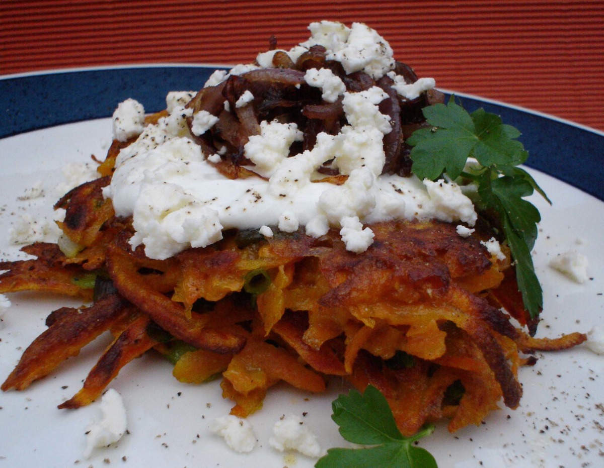 Vegetable Fritters With Caramelised Onions